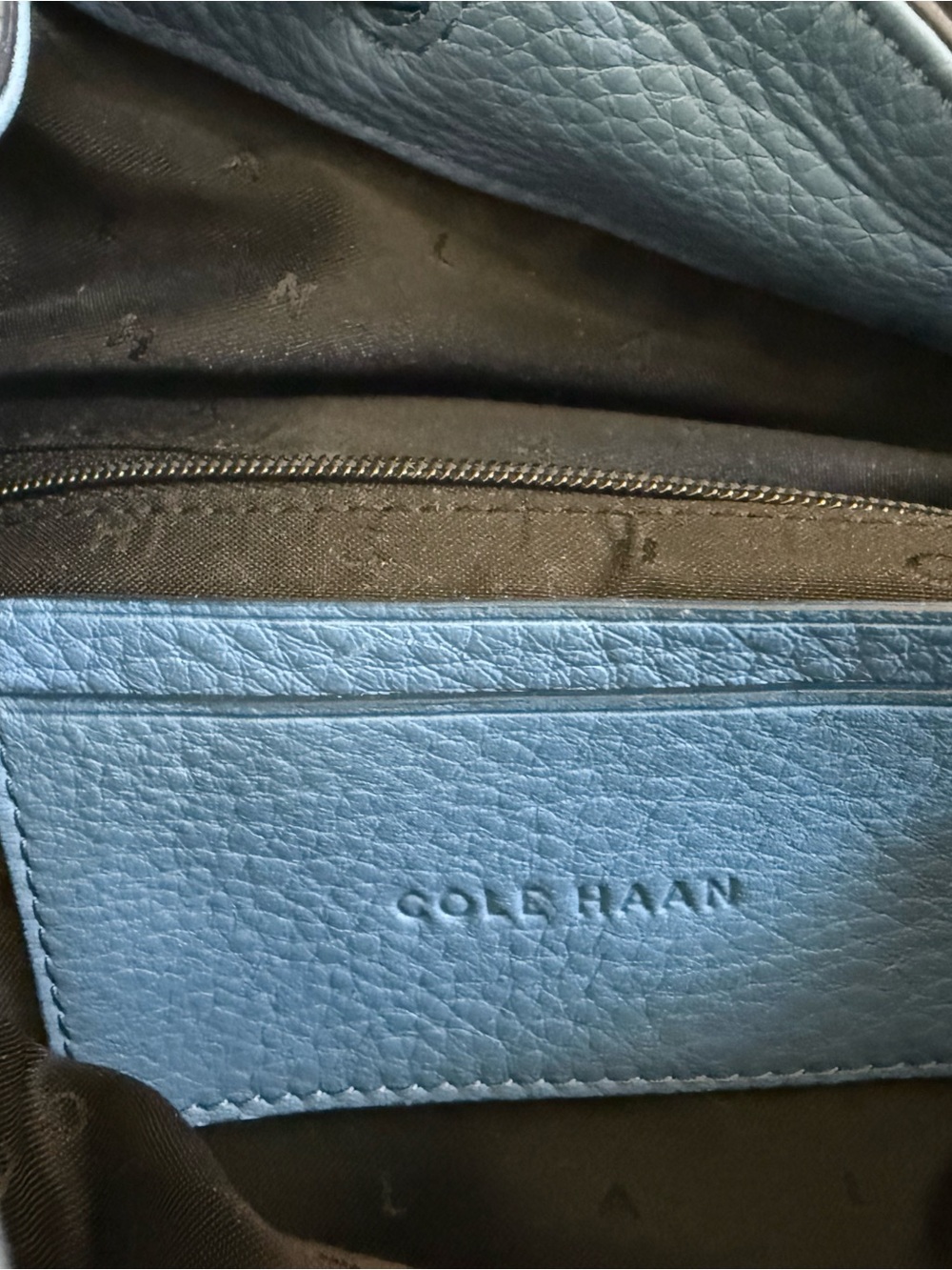 Cole Haan Pebbled Blue Leather Backpack - Sleek Everyday Carry - Picture 6 of 10